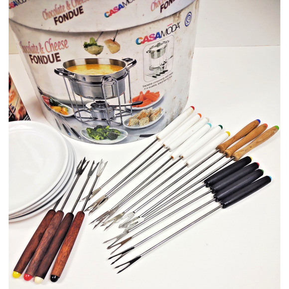 Casa Moda Buffet Fondue Set Chocolate and Cheese Stainless Steel 24Pc + Extras - Picture 9 of 9